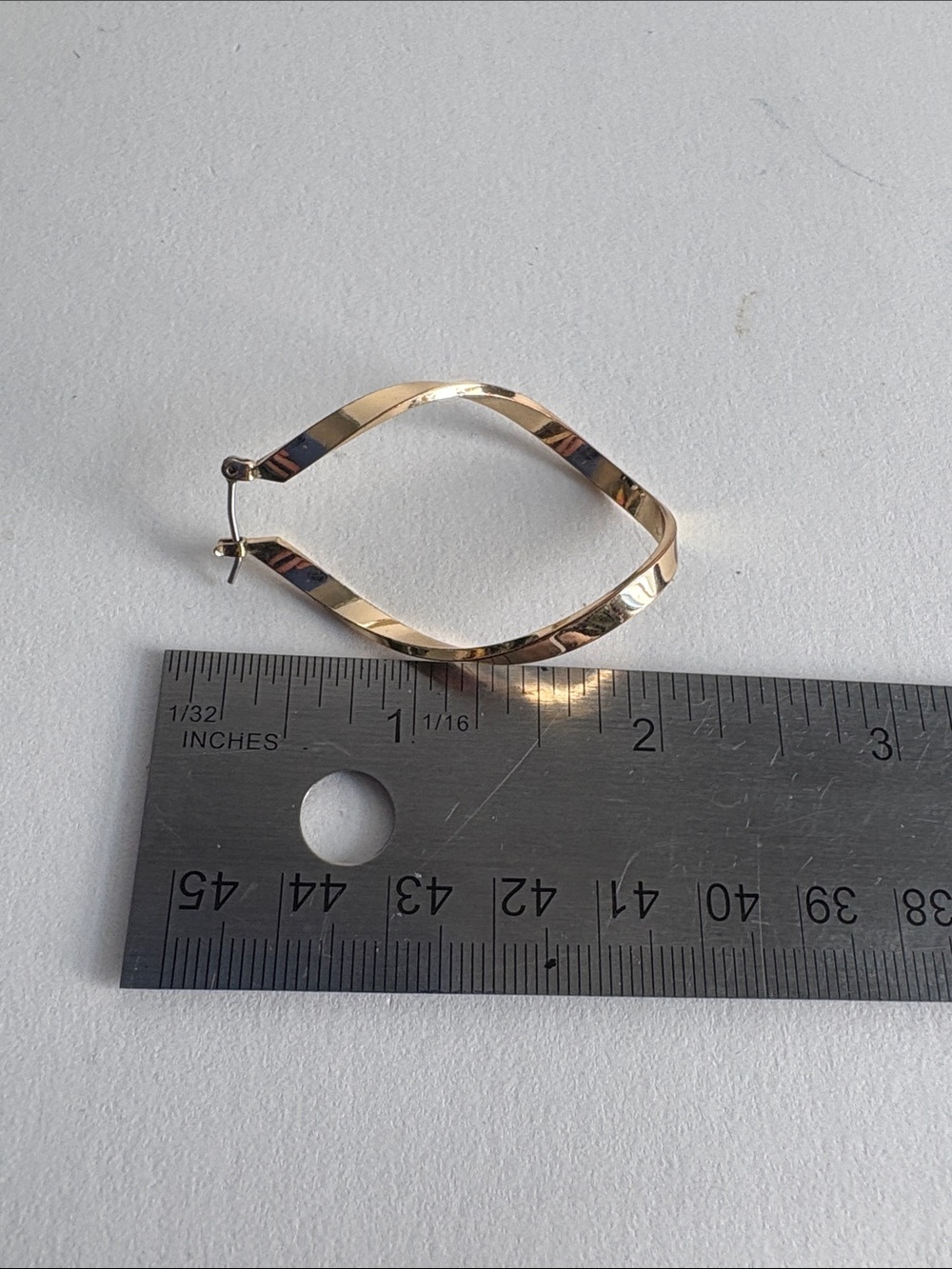 Gold Twisted Teardrop Hoop Earrings Polished Women Jewelry - Picture 6 of 6